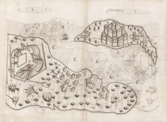 Portuguese plan of the Bahrain islands, Livro do Estado da India Oriental of Pedro Barreto de Resende, Sloane MS 197, f.165v-166r