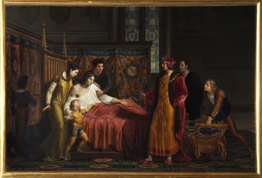 Charles VIII visiting the dying Gian Galeazzo Sforza in Pavia Castle