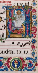 Piccolomini Library: choir book, cod. 101.7, ff. 14r with 