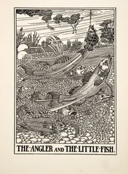 The Angler and the Little Fish, from A Hundred Fables of Aesop, published 1903