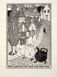 The Earthen Pot and the Iron Pot, from Fontaine Fables, pub. 1905