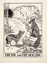 The Fox and the Sick Lion, from A Hundred Fables of Aesop, published 1903