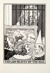 The Lion Beaten by the Man, from Fontaine Fables