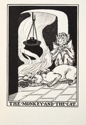 The Monkey and the Cat, from Fontaine Fables, pub. 1905
