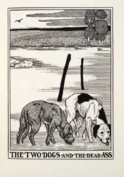 The Two Dogs and the Dead Ass, from Fontaine Fables, pub. 1905