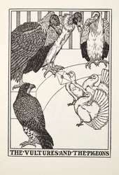The Vultures and the Pigeons, from Fontaine Fables, pub. 1905