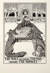 The Wolf Accusing The Fox before the Monkey, from Fontaine Fables, pub. 1905