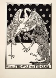 The Wolf and the Crane, from A Hundred Fables of Aesop, pub.1903