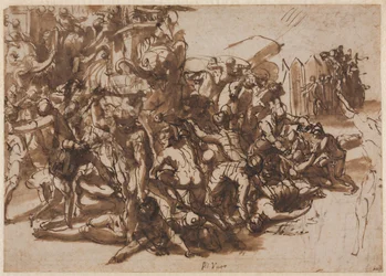 Poros Assailed by the Macedonian Army (recto), Sketches of Animals (verso)