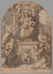 The Virgin Enthroned with Saints Gregory and James, and a Family of Donors