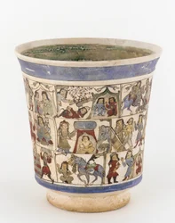 Beaker depicting the Shahnama, Kashan, Iran, Saljuq Period
