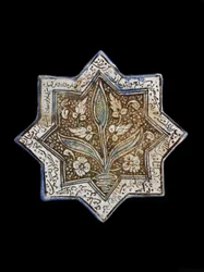 Eight-pointed star tile, Sultanabad, Iran, Il-Khanid dynasty