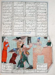 Construction of the Khosro Palace, from the Shahnama (Book of Kings), by Abul-Qasim Manur Firdawsi