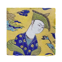 Tile with Youth in Garden, Isfahan, Iran, Safavid Period