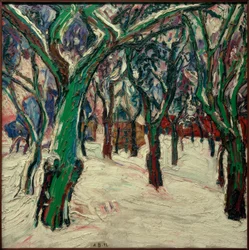 Winter Scene with Farmhouses (Park Path in Winter)