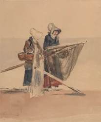 Two Girls with Shrimping Nets
