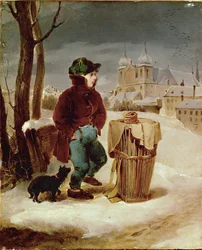 Boy Selling Pretzels in the Outskirts of Vienna