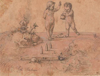 Two Children Playing with a Ball