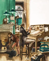 A busy Victorian office