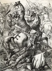 Battle of Hastings fought on 14 October 1066 between the Norman-French army of Duke William II of Normandy and an English army under the Anglo-Saxon King Harold II, during the Norman conquest of England