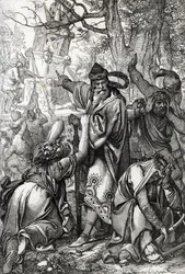 Emperor Charlemagne at War Against the Saxons, 772, Feather Drawing from 