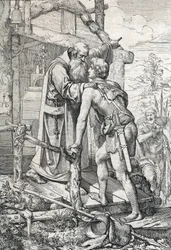 The young Odoacre receiving the blessing of Severin, Apotre de Norique, ca. 470