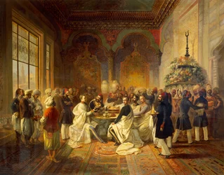 Lunch Provided in Smyrna, illustration from The trip of Maximilian of Habsburg and his Brother Charles Louis in the Mediterranean