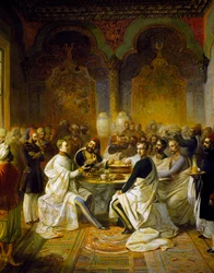 Maximilian of Habsburg and his brother Carlo Ludovico guests at a banquet given in Smyrna by Halim Pasha