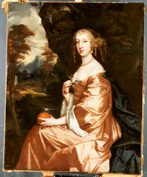 Portrait of Lady Penelope Nicholas, Holding an Orange in a Landscape