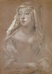 Portrait of a Young Lady, traditionally identified as Sarah Jennings, Duchess of Marlborough, half length, Holding a Book, Her Hands Crossed on her Lap, her Head-Dress Draped upon her Shoulders, 1667