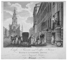 Outside the Eagle Tavern and Coffee House, Bath & Liverpool Hotel, London, c1800