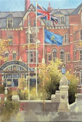 Flags outside the Prince of Wales, Southport