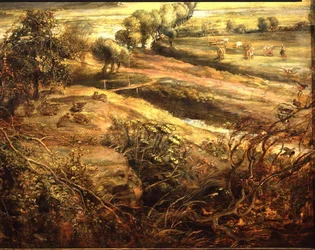 An Autumn Landscape with a view of Het Steen in the Early Morning (detail)