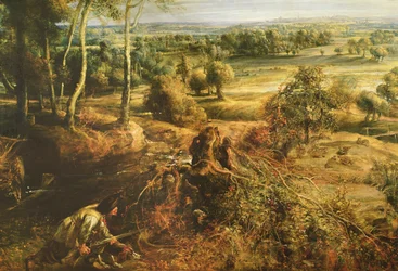 An Autumn Landscape with a View of Het Steen in the Early Morning, c. 1636, detail of 211075