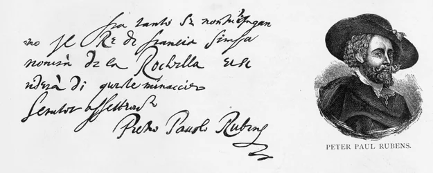 Handwriting and Signature of Rubens from a Letter in Italian on the Defeat of the English Navy at the Siege of La Rochelle, Written from Antwerp