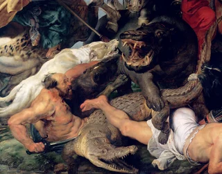 Hippopotamus and Crocodile Hunt (detail)