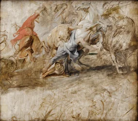 Lion Hunt; verso: Marriage by Proxy (sketch for the Medici Cycle)