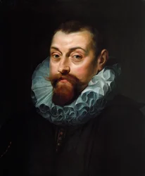 Portrait of a man, bust length, in dark costume with a white ruff