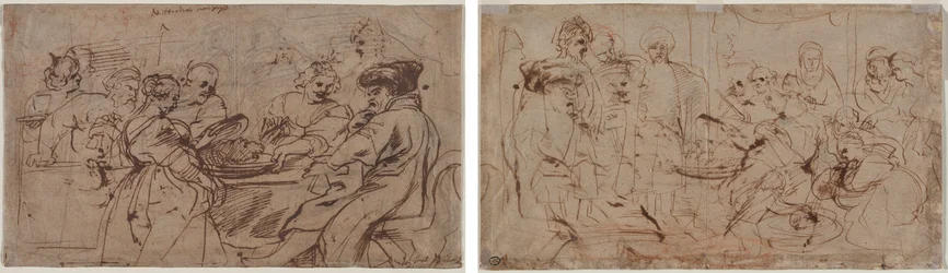 The Feast of Herod (recto) Tomyris with the Head of Cyrus (verso)