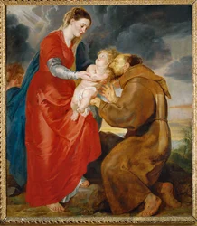 The Virgin presents the infant Jesus to Saint Francis