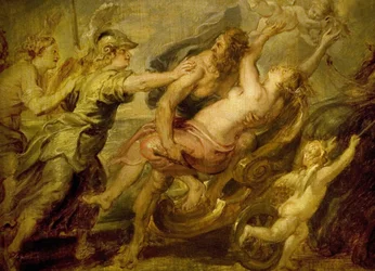 The abduction of Proserpine around 1636, by Peter Paul Rubens. Proserpine, Roman goddess of the seasons, kidnapped by Pluto god of the underworld to make her wife; Minerve, Venus and Diane try to help