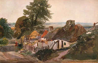 A Lane With Cottages, c1820