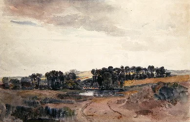 Landscape with Trees and Cattle by a Pool