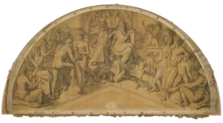 The Admission of Heracles to Olympus, Tympanum. Cartoon for the Ceiling Paintings of the Munich Glyptothek