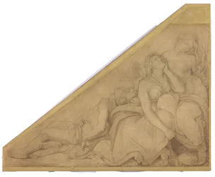 Leucothoe, Clytia and Hyacinthus, Transformed into Flowers. Cartoon for the Ceiling Paintings of the Munich Glyptothek