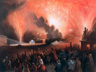 Coronation fireworks in Moscow, 1856