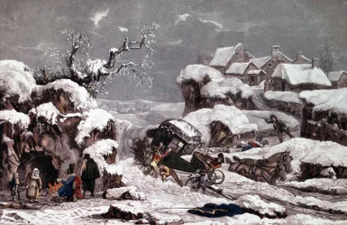 The overturned carriage. Prints attributed to Philibert Louis Debucourt (1755 - 1832)