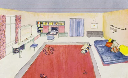 1930s interiors: Dressing- and living-room for lady