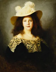 Portrait of Mici Lukacs, Aged 10, Wearing a Dark Blue Dress with Lace Collar