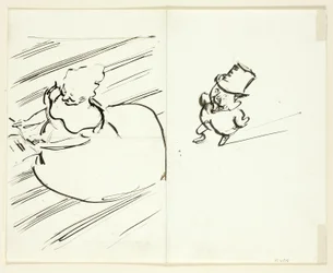 Sketches of Man and Woman Seen from Above